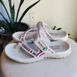 Skechers ' White Sandals with Multicolor Straps